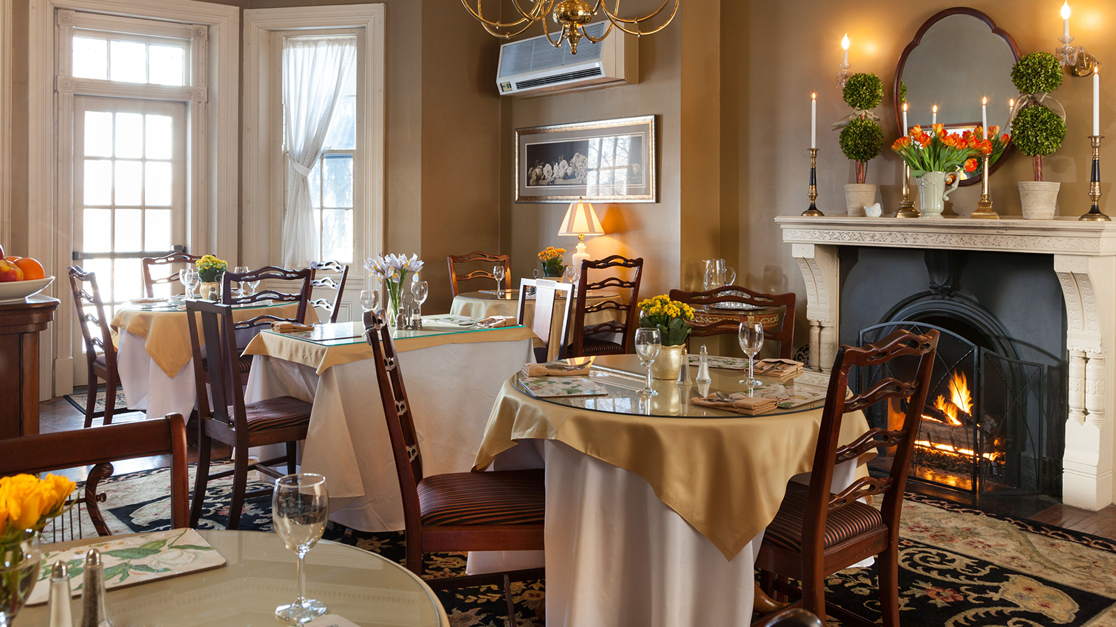 Taste a delightful complimentary breakfast served in the elegant dining room at the Sayre Mansion.