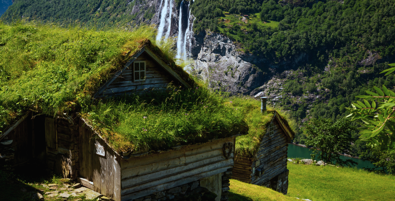 Image of Skageflå mountain farm near Hotel Union Geiranger in Geiranger, Norway, 1891, a member of Historic Hotels Worldwide since 2023