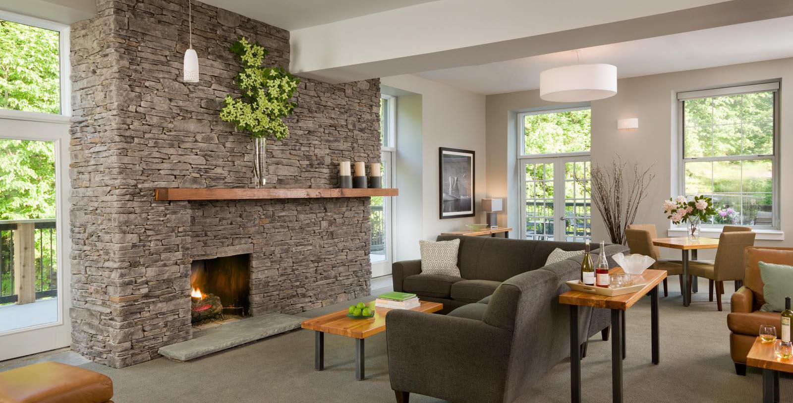 Image of Lobby Fireplace, Ledges Hotel in Hawley, Pennsylvania, 1890, Member of Historic Hotels of America, Experience