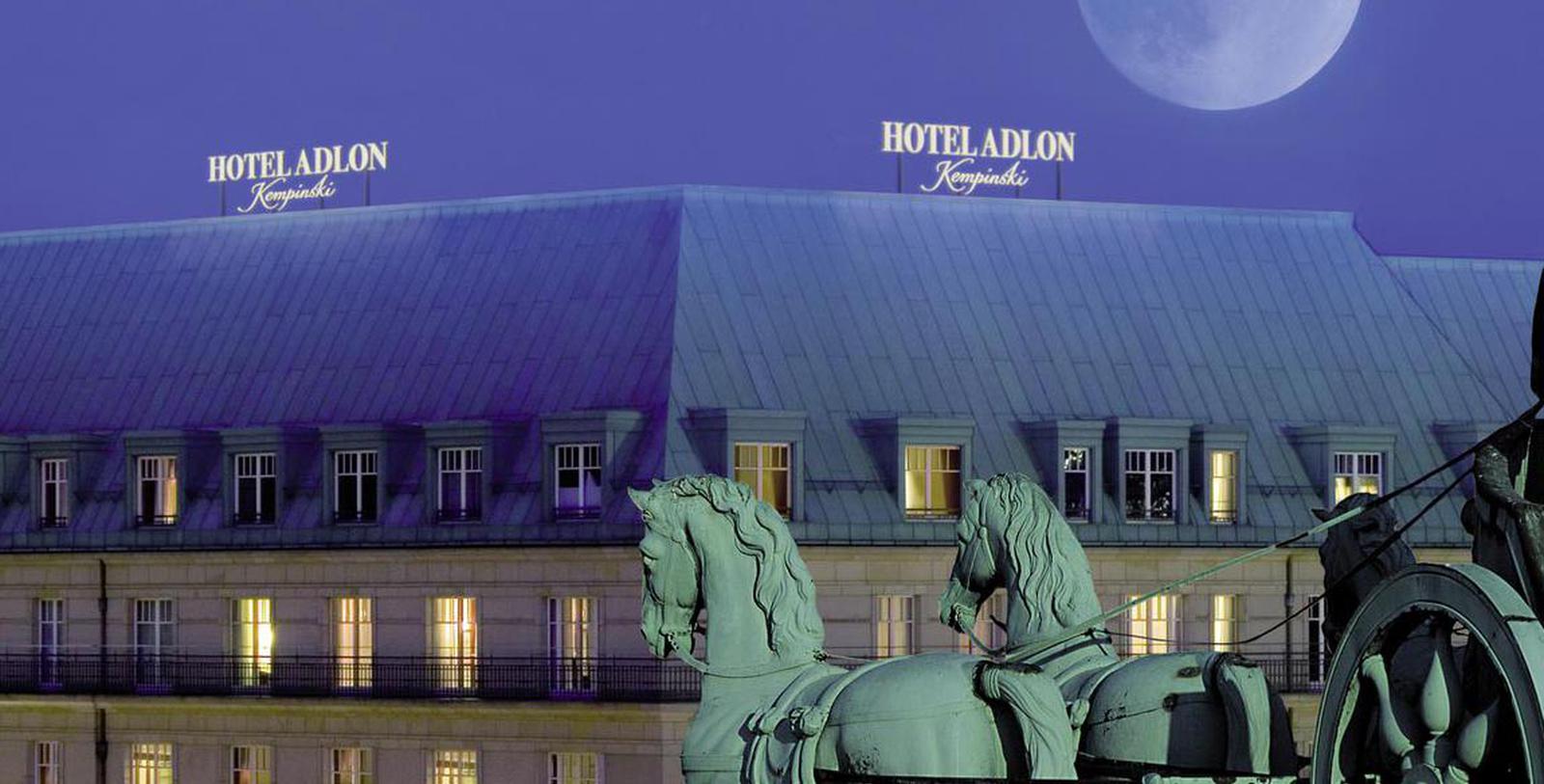 Image of Exterior at Night, Hotel Adlon Kempinski, Berlin, Germany, 1907, Member of Historic Hotels Worldwide, Special Offers, Discounted Rates, Families, Romantic Escape, Honeymoons, Anniversaries, Reunions