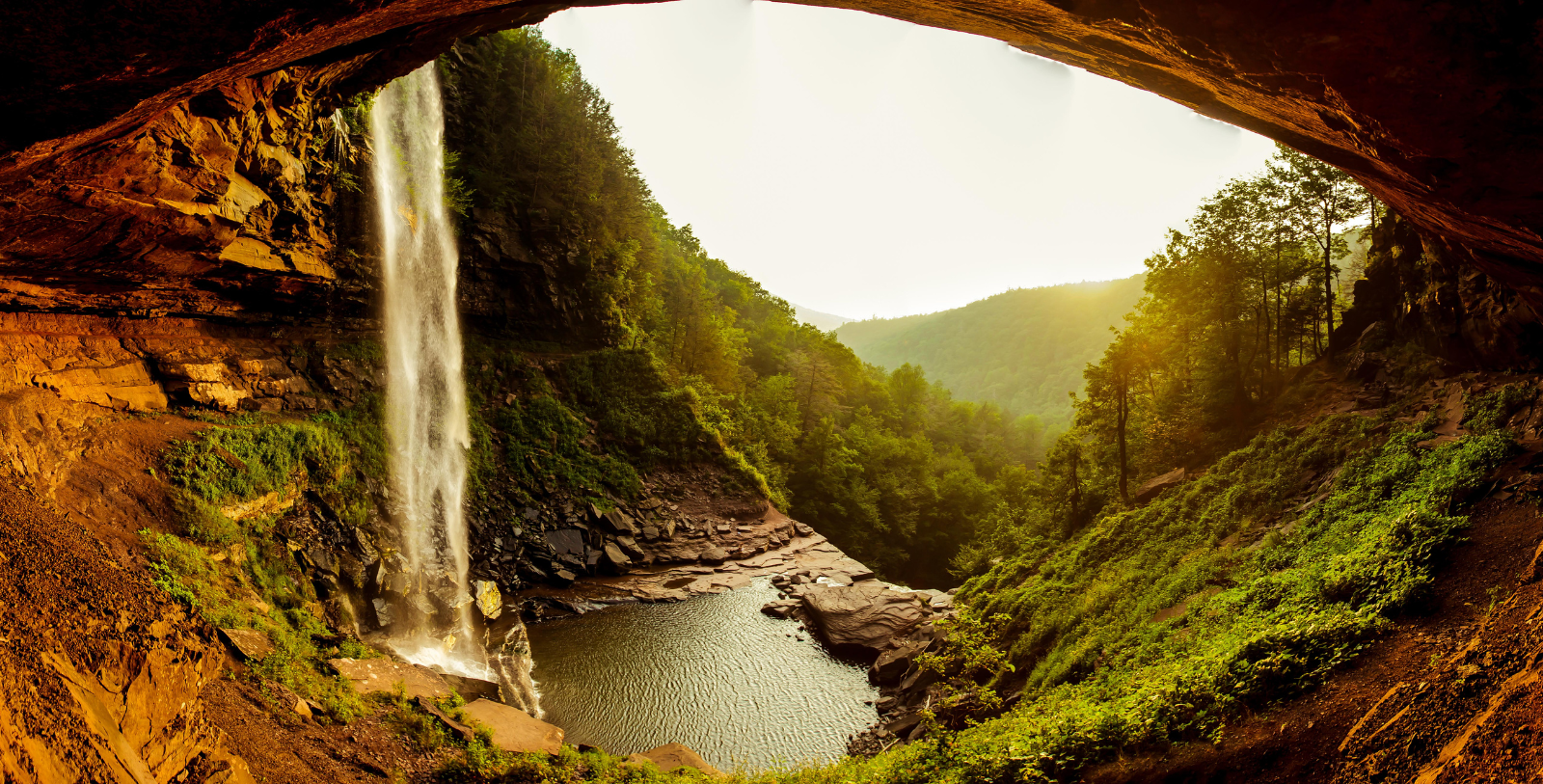 Image of Kaaterskill Falls in the Catskill Mountains near The Chestnut Inn, 1927, Member of Historic Hotels of America since 2023, in Deposit, New York