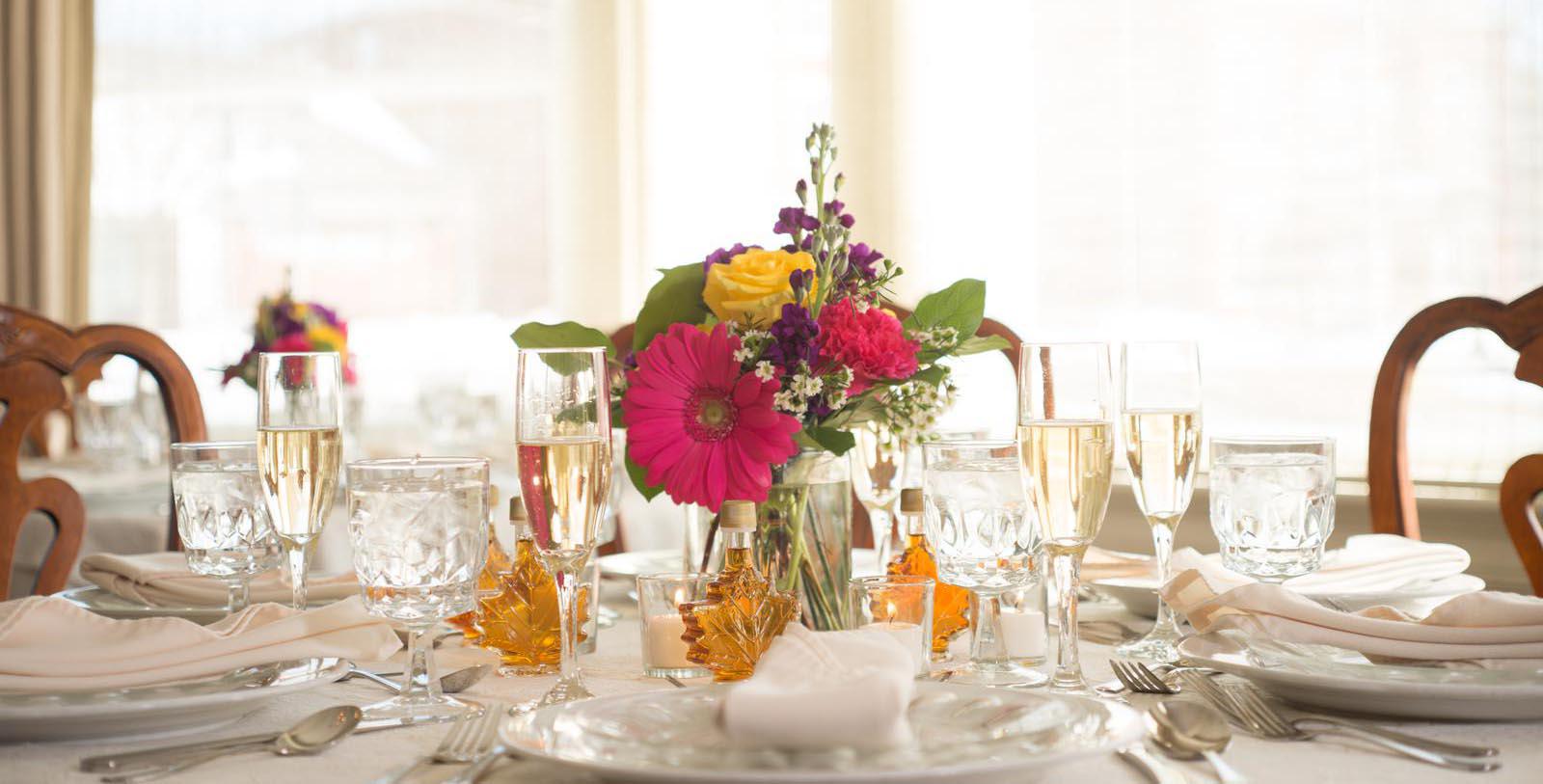 Image of Wedding Reception Table Morgan’s Tavern at The Middlebury Inn, 1827, Member of Historic Hotels of America, in Middlebury, Vermont, Weddings