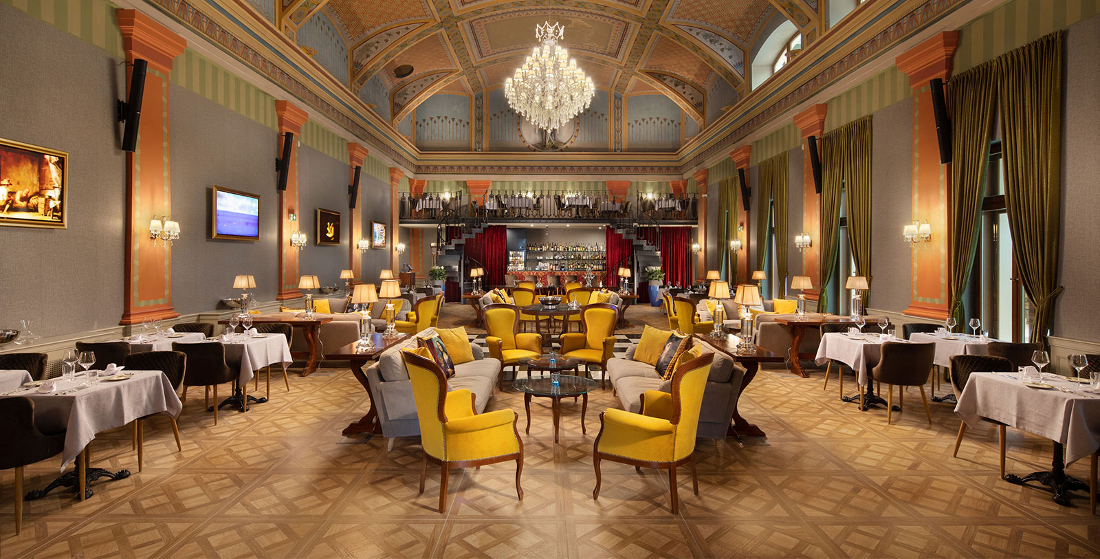 Image of Dining at Great Hall Restaurant and Lounge, Mystery Hotel Budapest, 1896, Member of Historic Hotels Worldwide, Budapest, Hungary, Dining