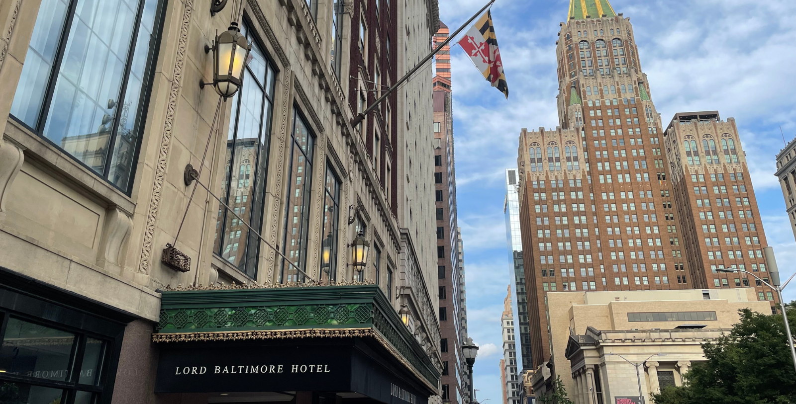 Image of Exterior & Baltimore Skyline, Lord Baltimore Hotel in Baltimore, Maryland, 1928, Member of Historic Hotels of America, Overview