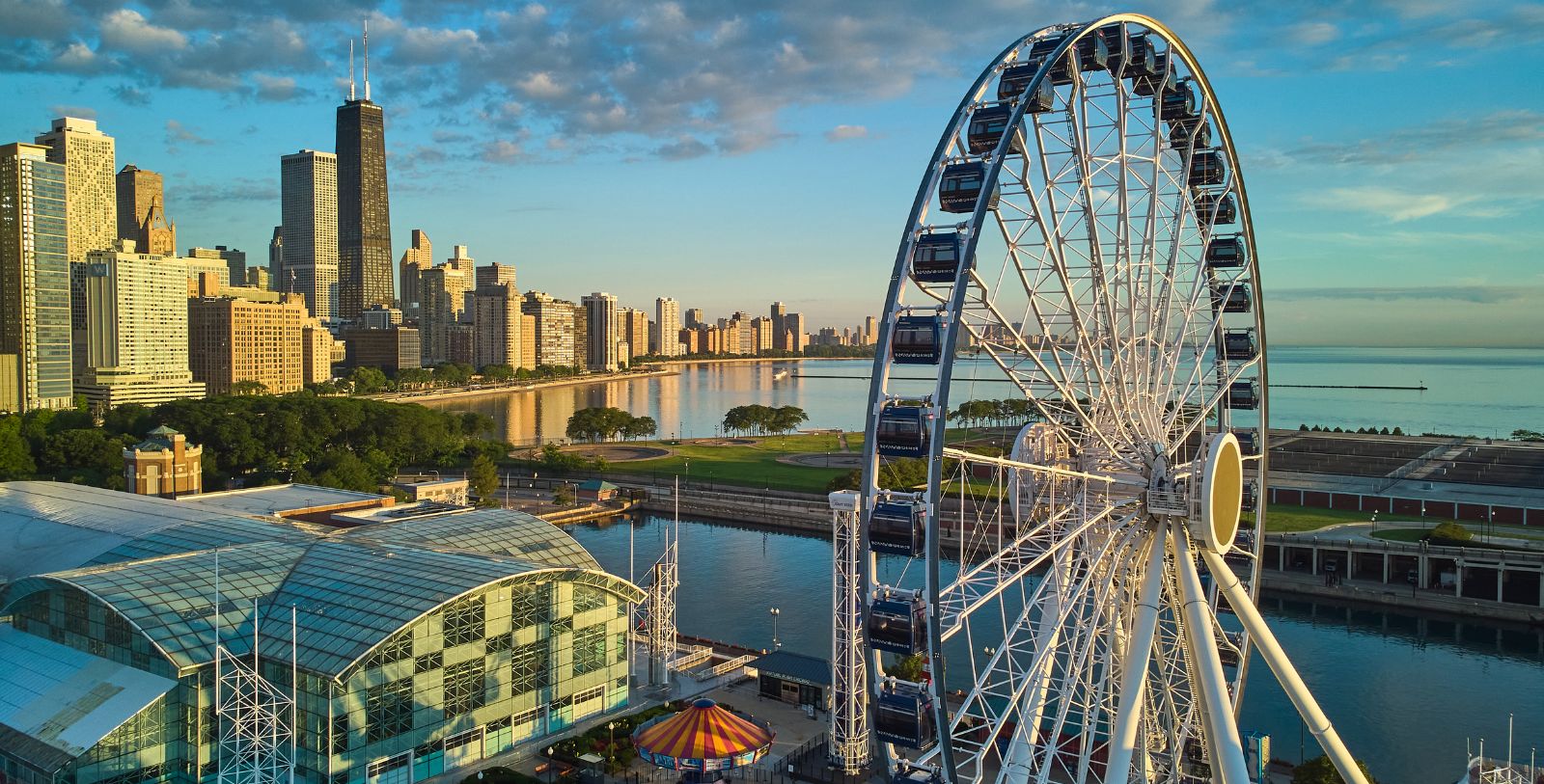 Experience a ride on the nearly 200-foot-high Ferris wheel and enjoy unparalleled views of Chicago from the Navy Pier, an iconic city landmark.