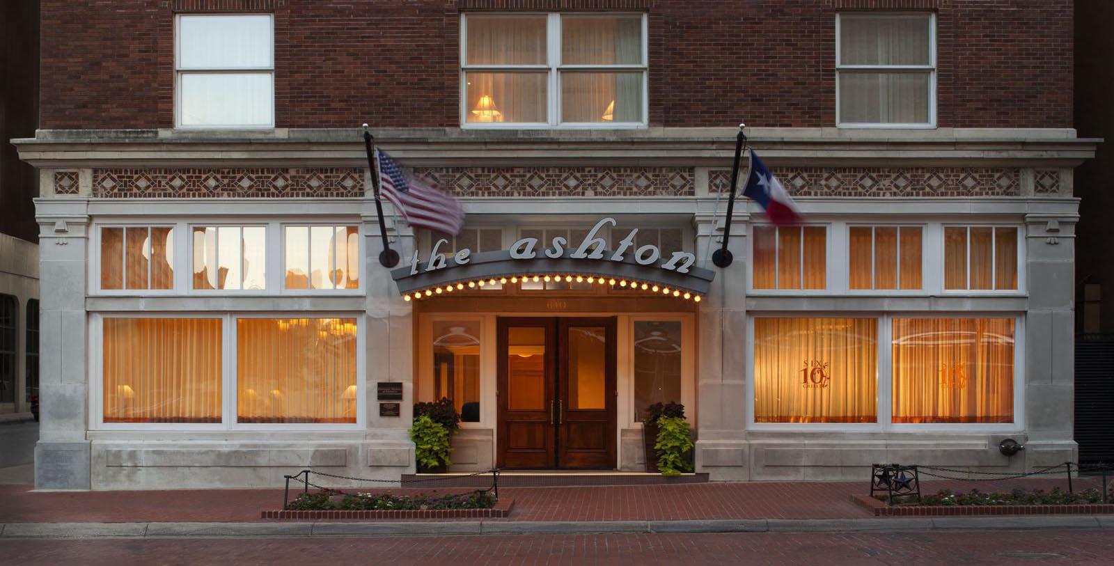 Image of Entrance The Ashton Hotel, 1915, Member of Historic Hotels of America, in Fort Worth, Texas, Special Offers, Discounted Rates, Families, Romantic Escape, Honeymoons, Anniversaries, Reunions