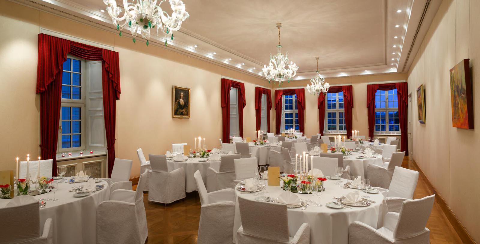 Image of Meeting Room Banquet, Hotel Taschenbergpalais Kempinski Dresden, Germany, 1700s, Member of Historic Hotels Worldwide, Weddings