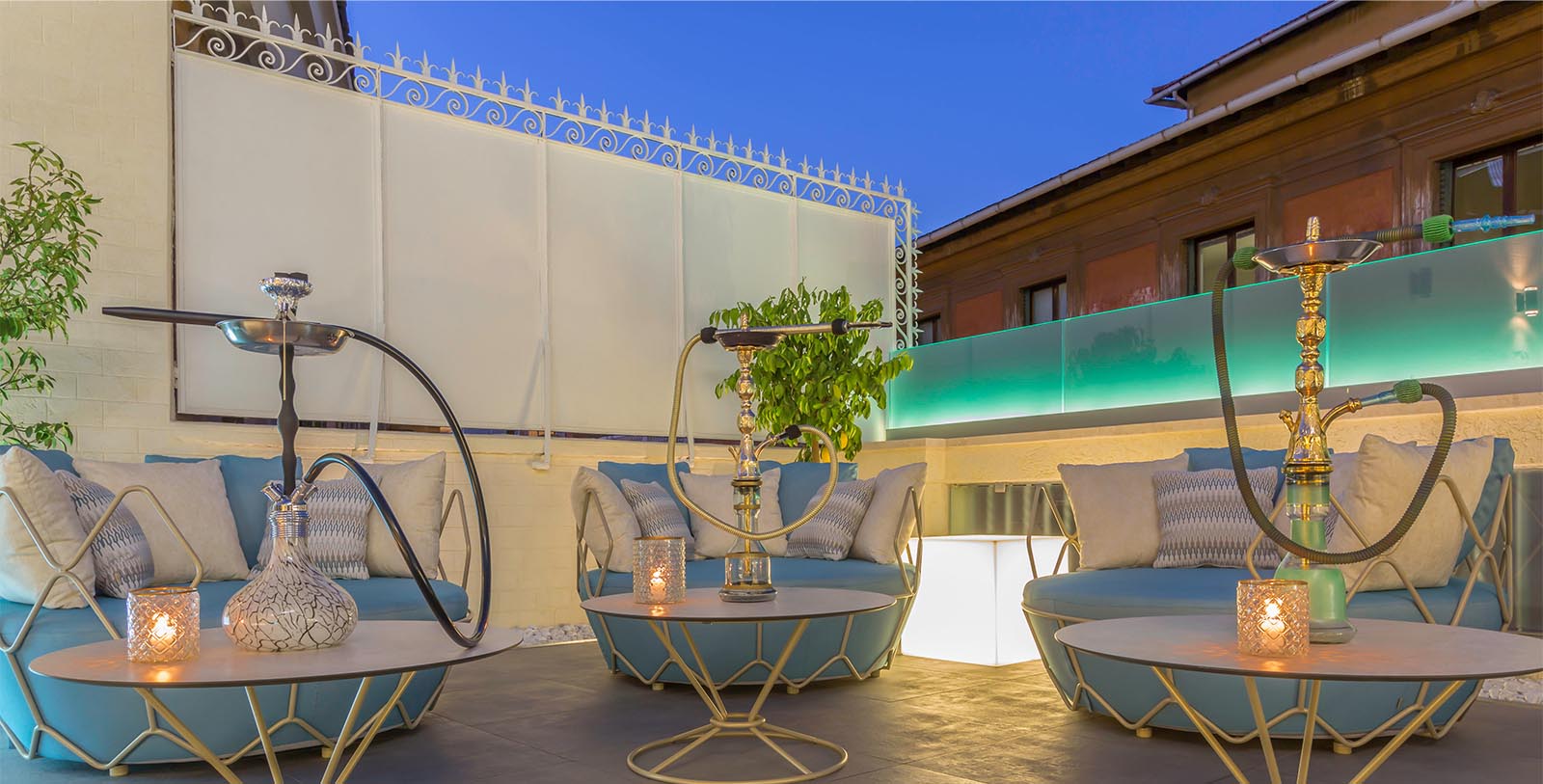 Image of hookah lounge set up outside Aleph Rome Hotel, Curio Collection by Hilton, 1930, Member of Historic Hotels Worldwide, in Rome, Italy, Hot Deals