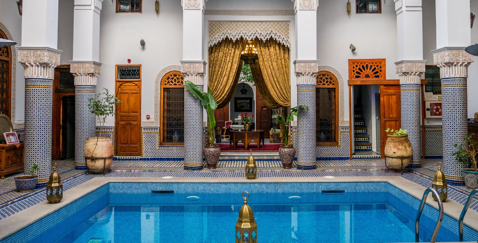 Discover the stunning Arabic- Andalusian style architecture of Riad El Amine Fès.