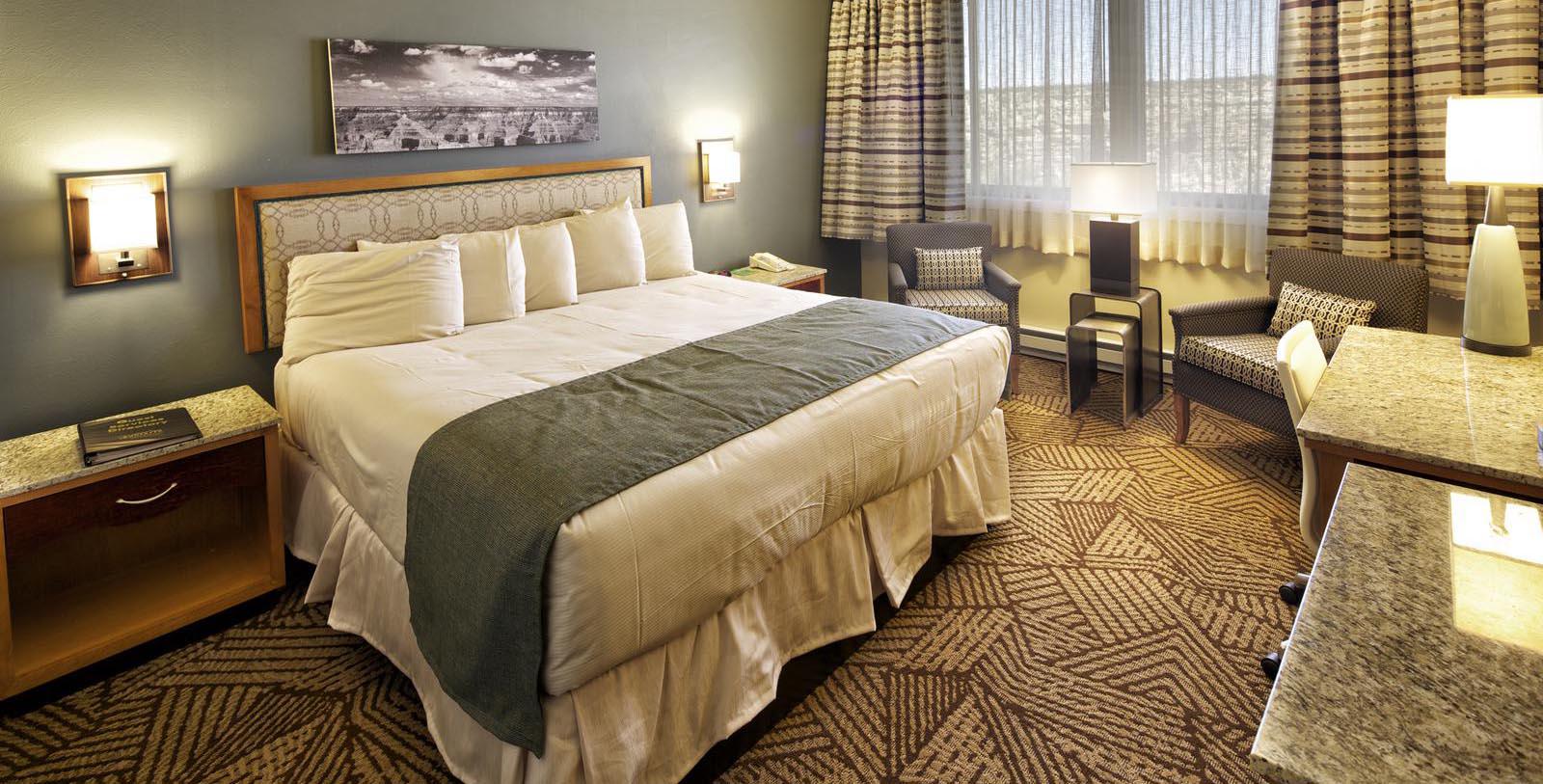 Visit Bright Angel Trailhead and Hopi Point in the surrounding Grand Canyon National Park. Spend a day on the Grand Canyon Railway.