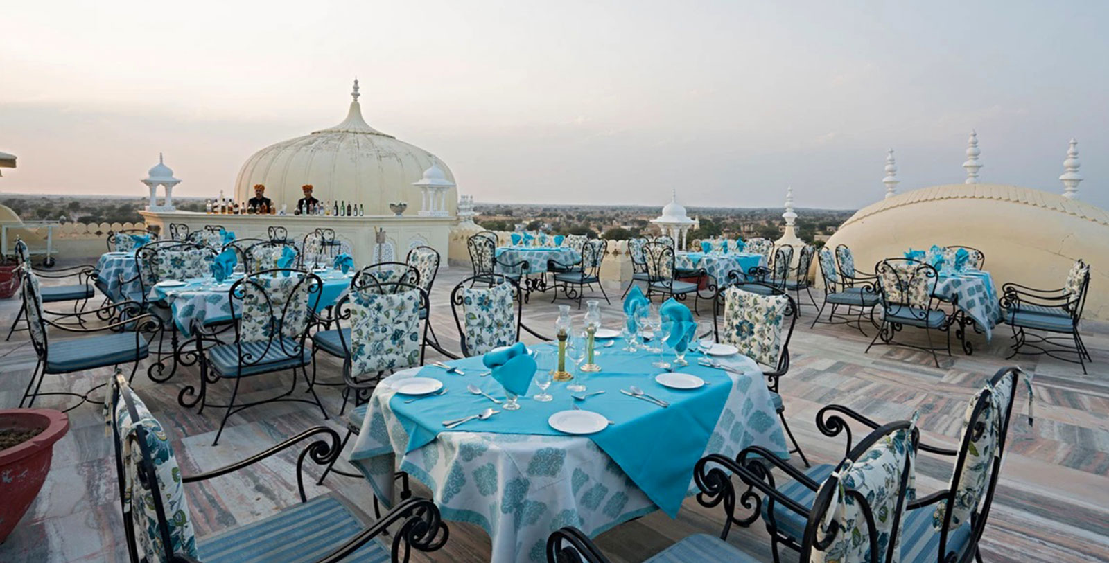 Image of Roof-Top restaurant at Alsisar Mahal, 1800s, Member of Historic Hotels Worldwide, in Jhunjhunu, India, Taste