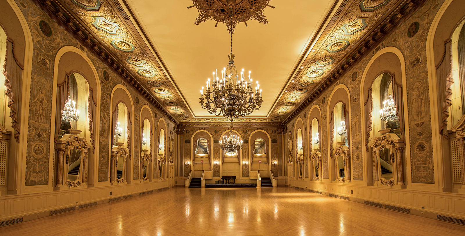 Image of gold ballroom HOTEL DU PONT, 1913, Member of Historic Hotels of America, in Wilmington, Delaware, Special Occasions
