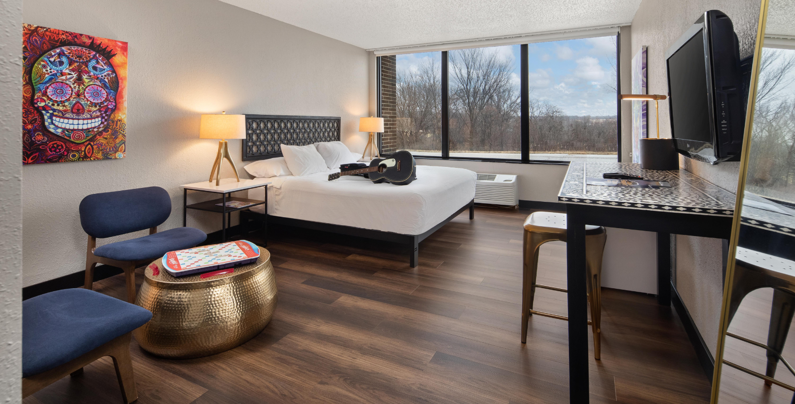 Discover psychedelic artwork and abstract paintings on the walls of The Highlander Hotel.