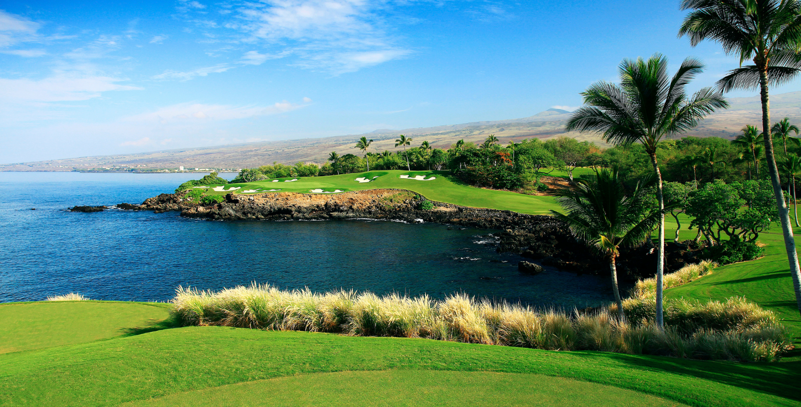 Image of Hole Three, Mauna Kea Beach Hotel, 1964, Member of Historic Hotels of America, in Kohala Coast, Hawaii, Golf.