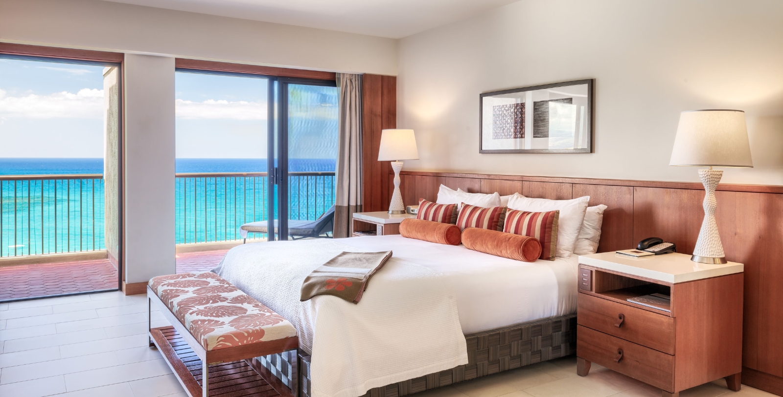 Image of Guestroom Interior, Oceanview, Mauna Kea Beach Hotel, Kohala Coast, Hawaii, 1965, Member of Historic Hotels of America, Accommodations