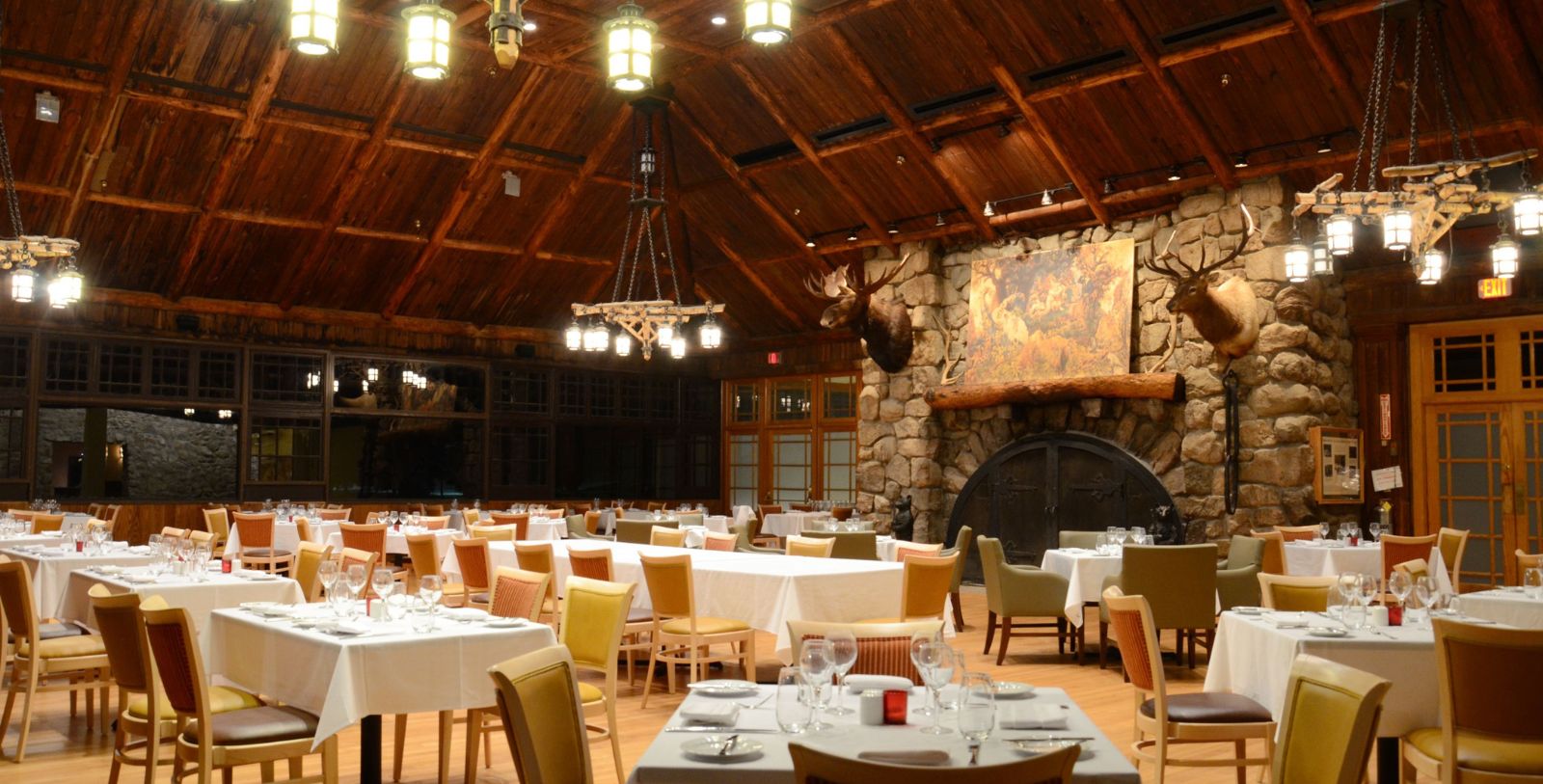 Image of Dining Room in Blue Roof Bar Restaurant at Bear Mountain Inn, 1915, Member of Historic Hotels of America, in Bear Mountain, New York, Taste