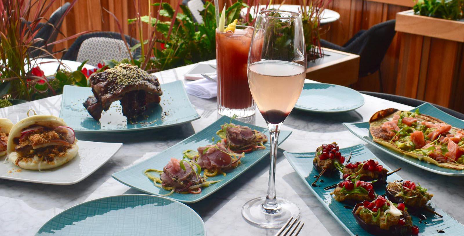 Image of Dining Table at The Rooftop at The Trafalgar St. James London, Curio Collection by Hilton, 18th Century, Member of Historic Hotels Worldwide, in London, England, United Kingdom, Dining