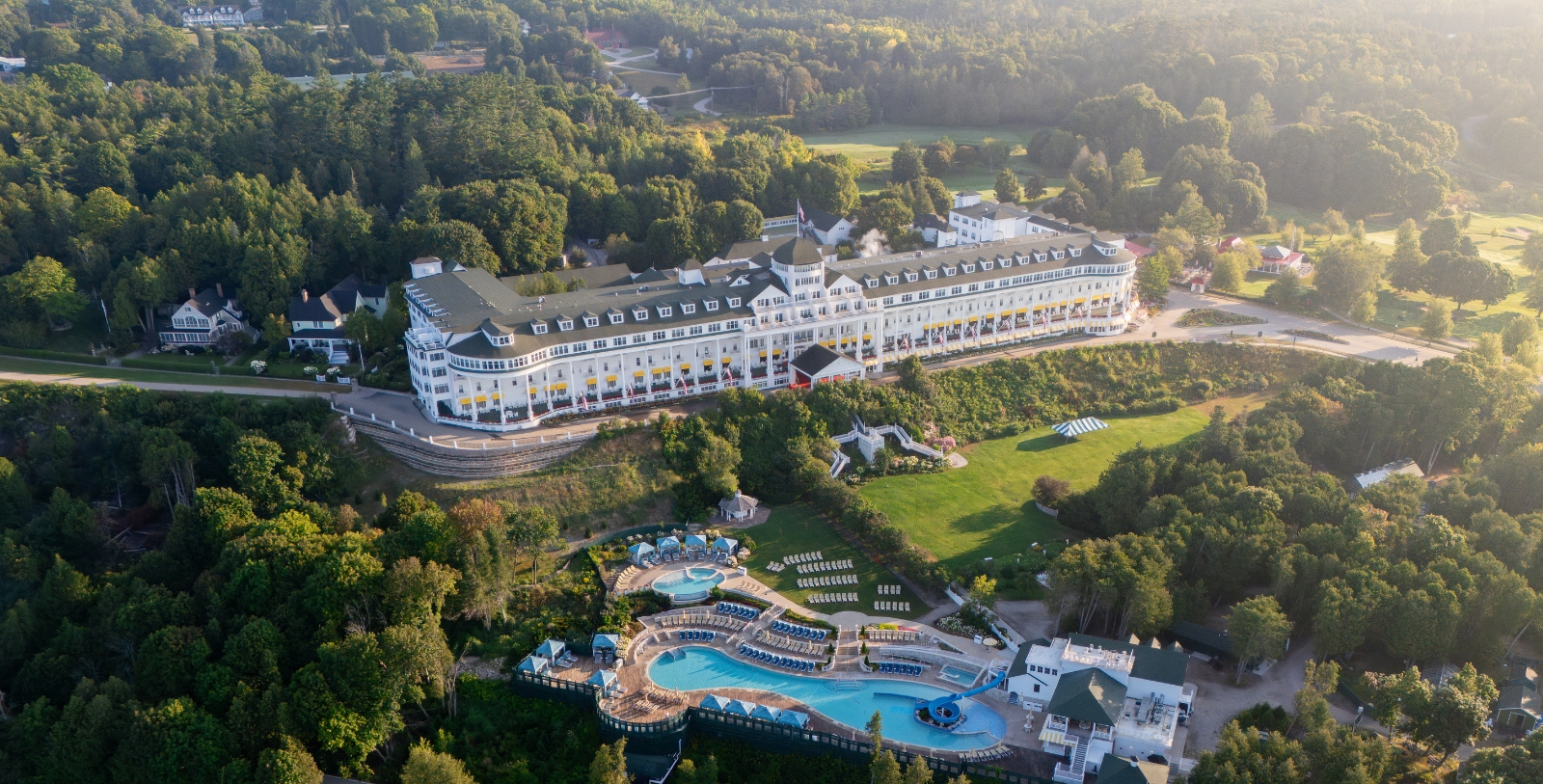 Image of hotel exterior at Grand Hotel, 1887, Member of Historic Hotels of America, in Mackinac Island, Michigan, Hot Deals