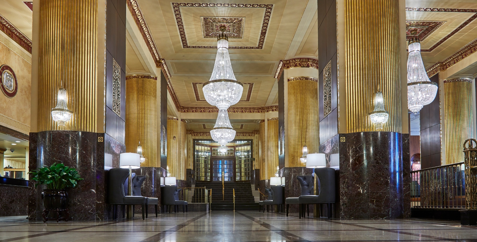 Lobby of Hilton Milwaukee, a member of Historic Hotels of America since 2011.