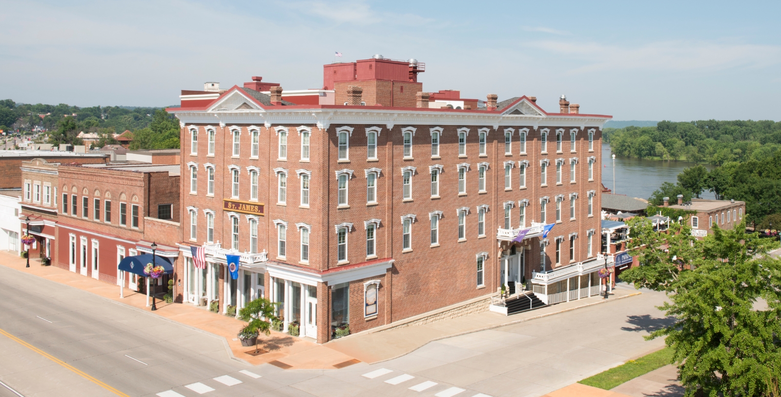 Image of Hotel Exterior St. James Hotel, 1875, Member of Historic Hotels of America, in Red Wing, Minnesota, Overview