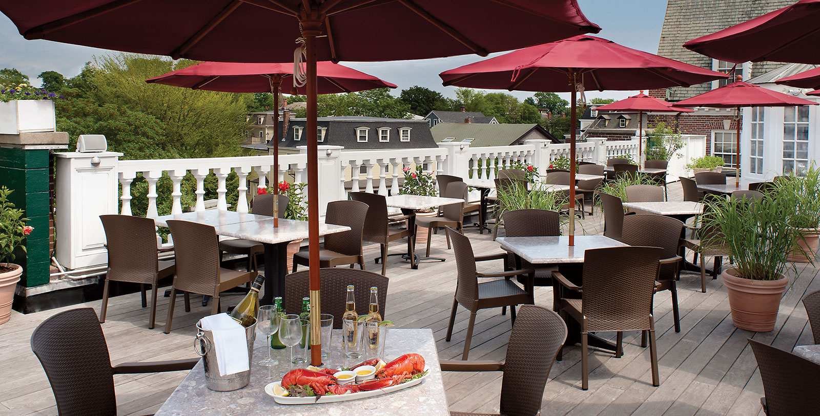 Image of Outdoor Dining Area Entrance The Hotel Viking, 1926, Member of Historic Hotels of America, in Newport, Rhode Island, Taste