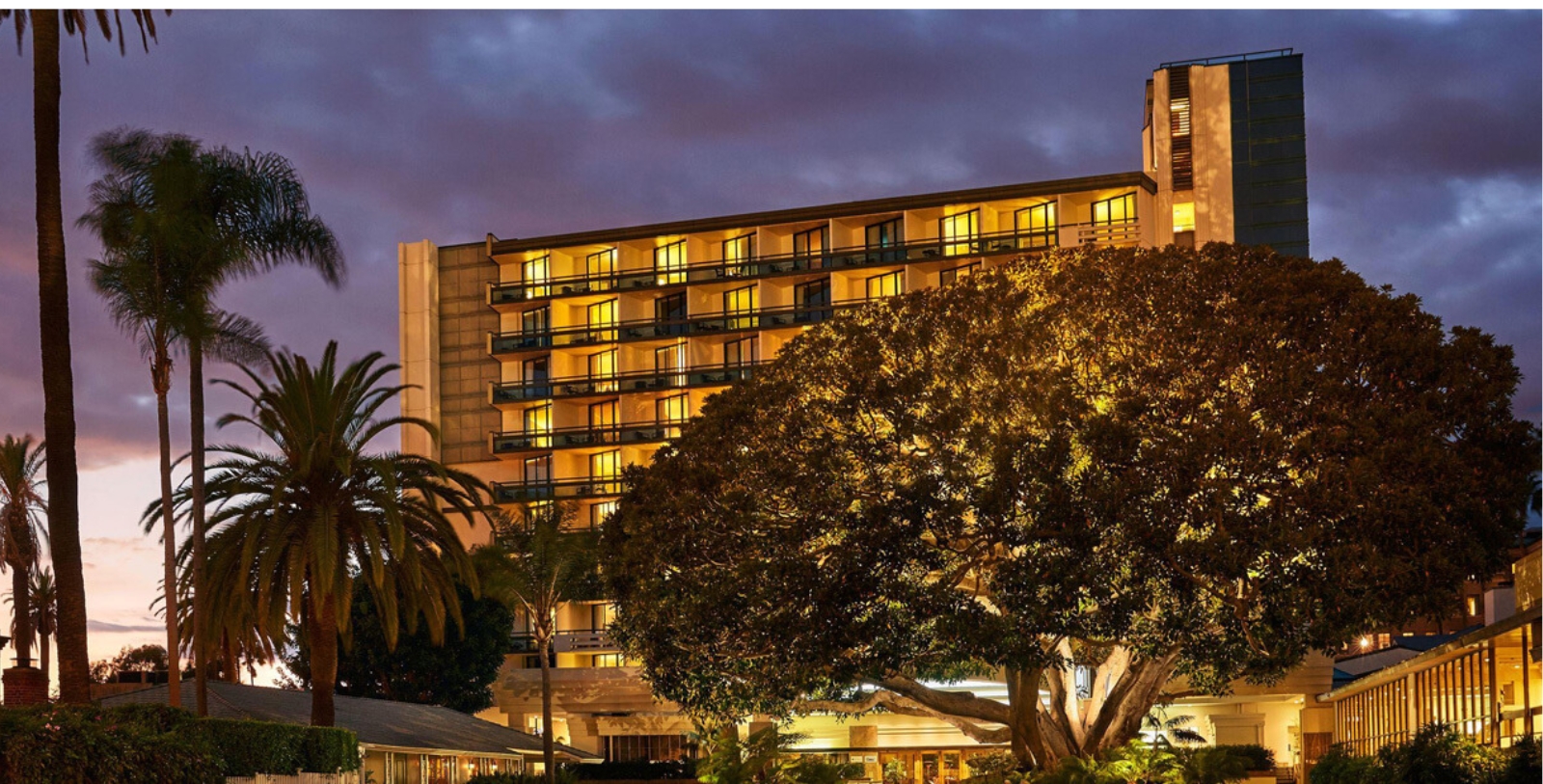 Image of hotel exterior surrounded by trees at Fairmont Miramar Hotel & Bungalows, 1921, Member of Historic Hotels of America, in Santa Monica, California, Overview