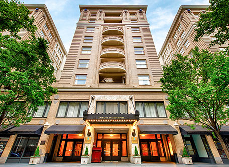 Image of lobby at Embassy Suites by Hilton Portland Downtown, 1912, Member of Historic Hotels of America, in Portland, Oregon, Special Offers, Discounted Rates, Families, Romantic Escape, Honeymoons, Anniversaries, Reunions