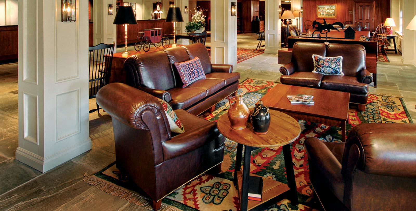 Image of hotel lobby Williamsburg Lodge, Autograph Collection, and Colonial Houses, 1750, Member of Historic Hotels of America, in Williamsburg Virginia, Special Offers, Discounted Rates, Families, Romantic Escape, Honeymoons, Anniversaries, Reunions