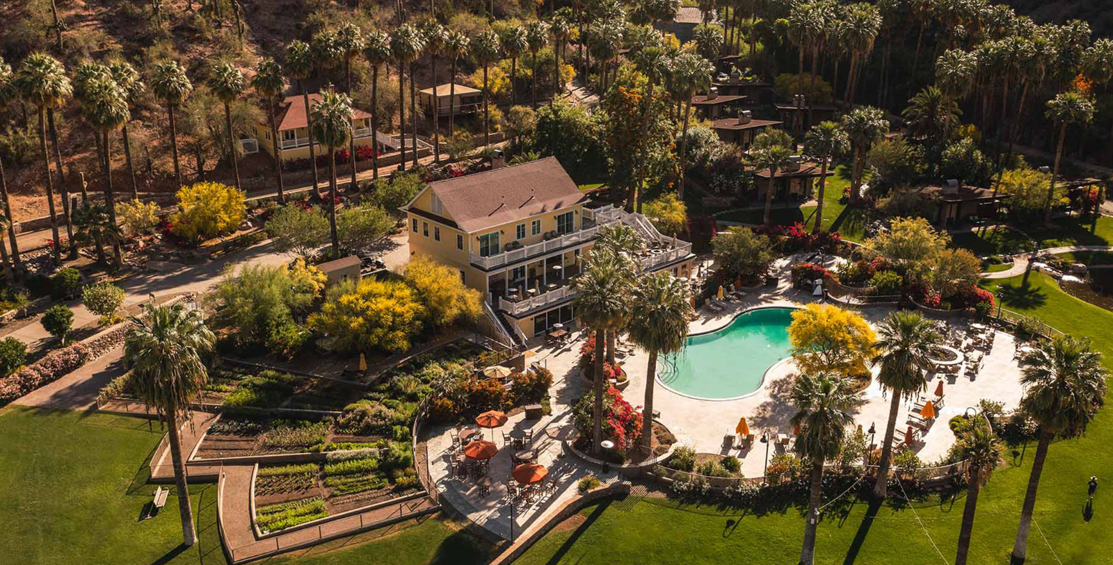 Image of aerial exterior view of Castle Hot Springs, 1896, a Member of Historic Hotels of America since 2024 in Scottsdale, Arizona