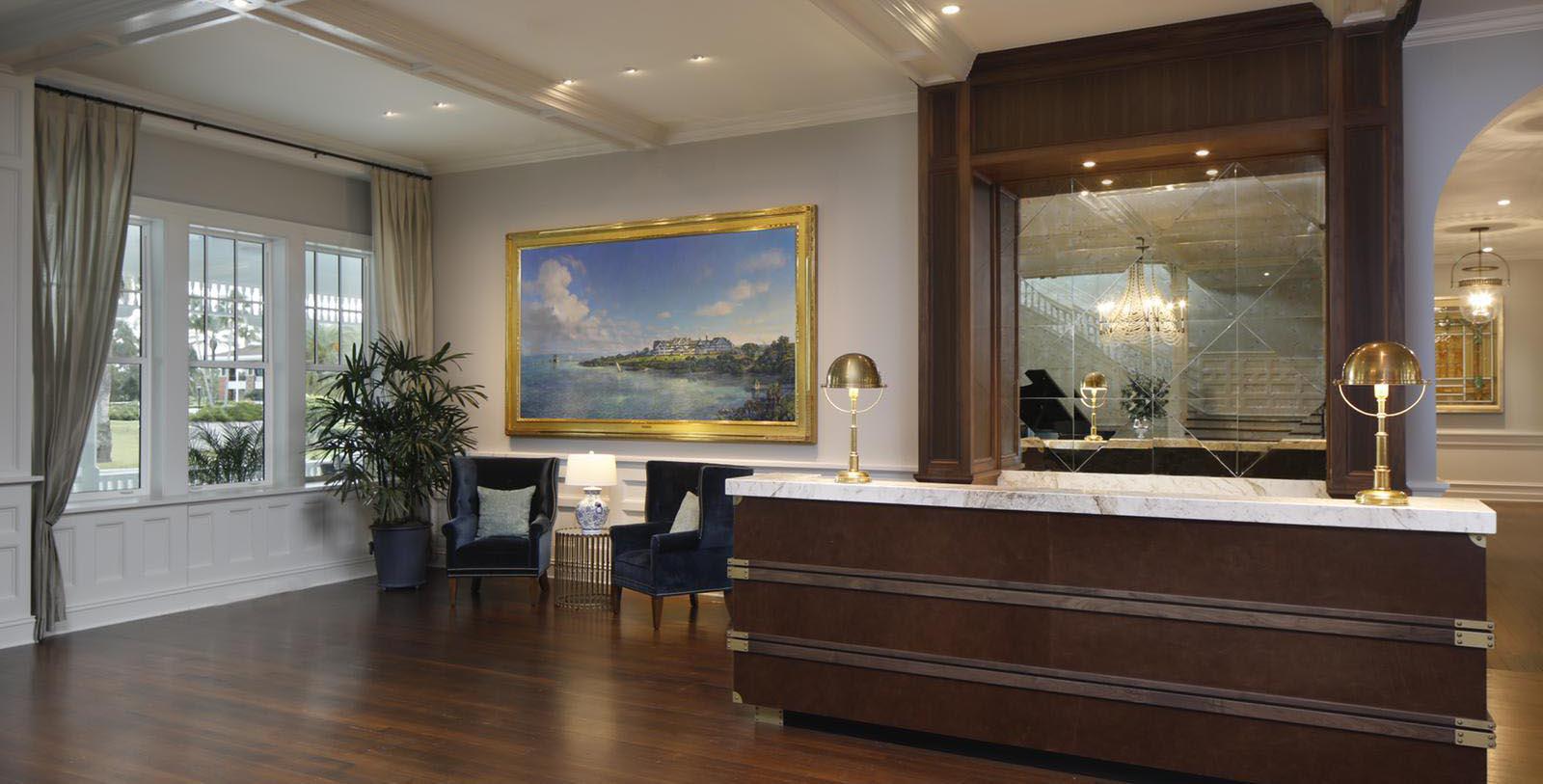Image of Front Desk Check in in Lobby, Belleview Inn, 1897, Member of Historic Hotels of America, in Belleair, Florida, Special Offers, Discounted Rates, Families, Romantic Escape, Honeymoons, Anniversaries, Reunions