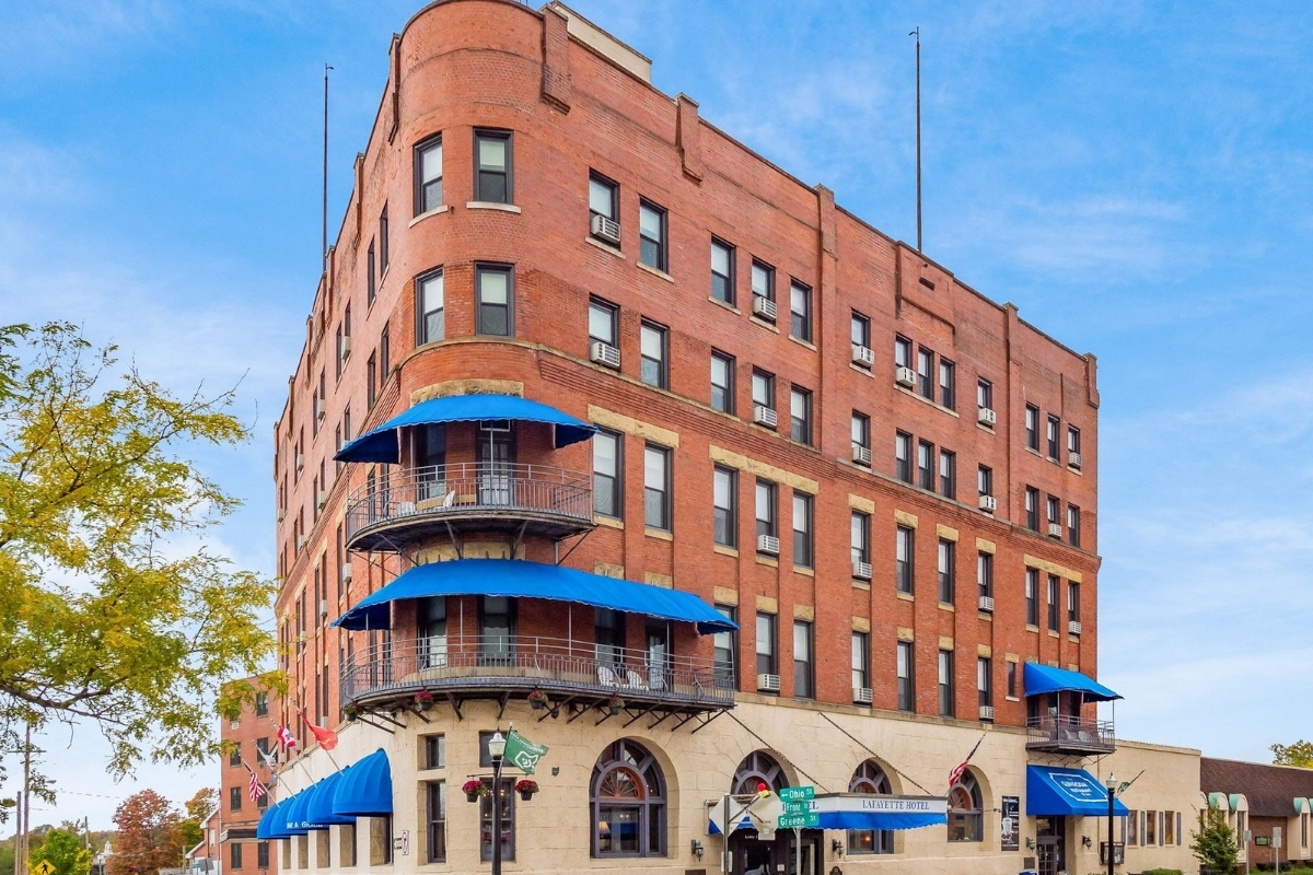 Image of Hotel Exterior of The Hotel Lafayette, 1892, a Member of Historic Hotels of America in Marietta, Ohio.