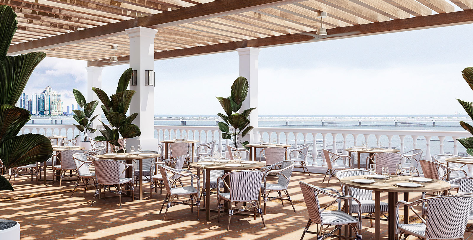 Image of Hotel Terrace at Sofitel Legend Casco Viejo, 1917, a Member of Historic Hotels Worldwide in Panama City, Panama