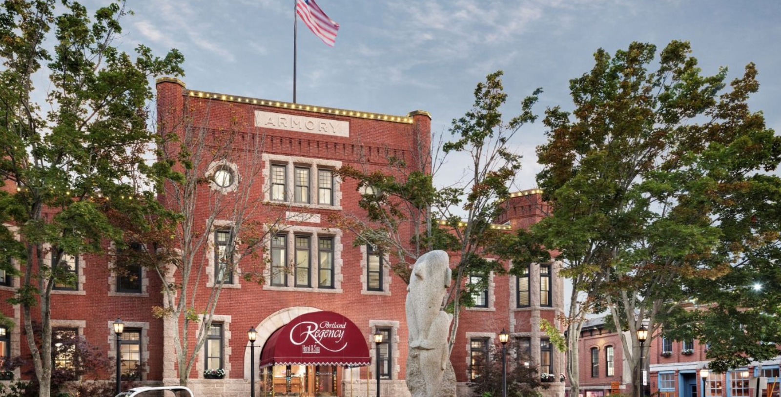 Image of Entrance to Portland Regency Hotel & Spa, 1895, Member of Historic Hotels of America, in Portland Maine, Special Offers, Discounted Rates, Families, Romantic Escape, Honeymoons, Anniversaries, Reunions