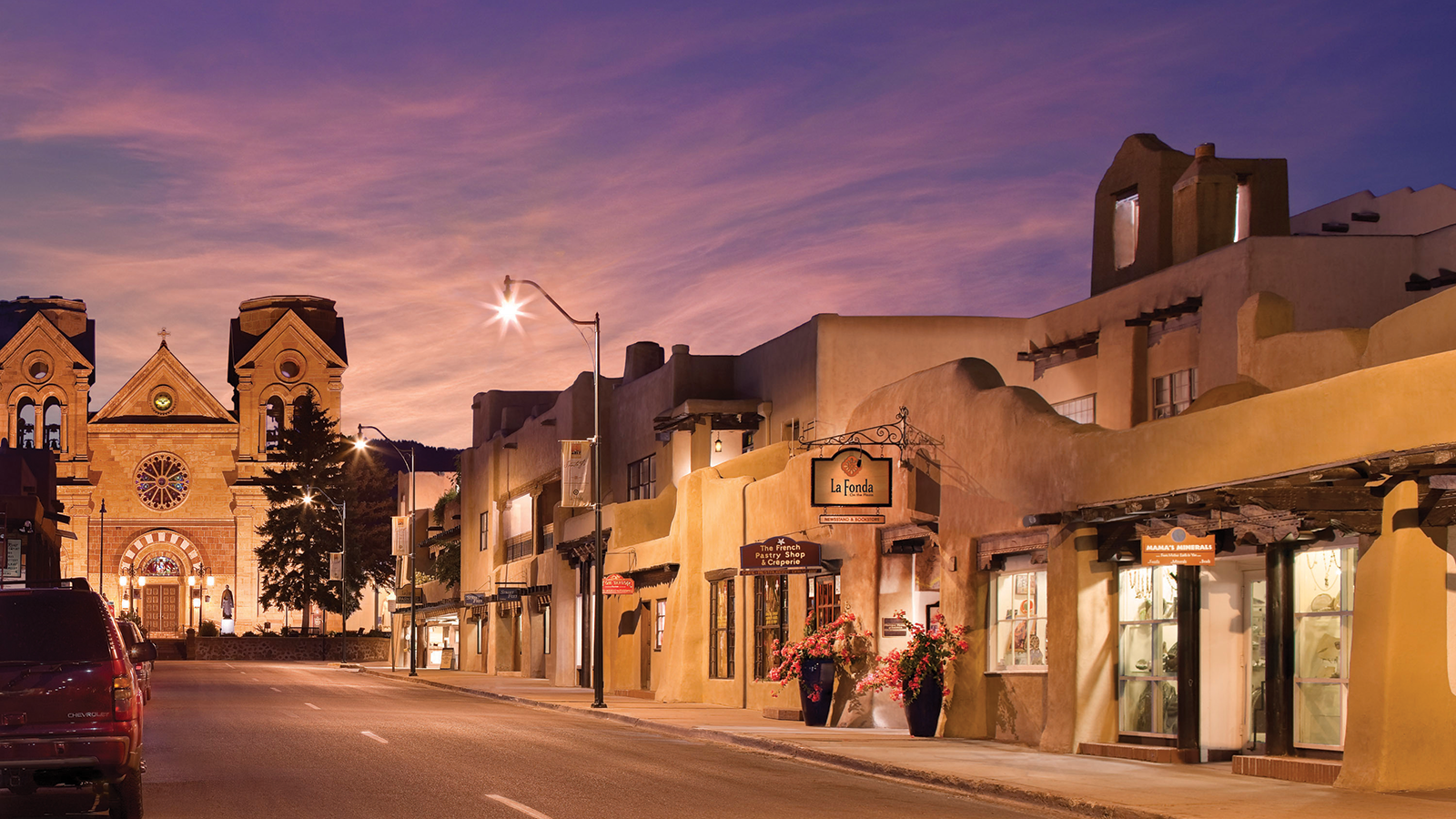 Experience the Cathedral Basilica of St. Francis of Assisi, Santa Fe Plaza, the Georgia O’Keeffe Museum, and the Cross of the Martyrs nearby.