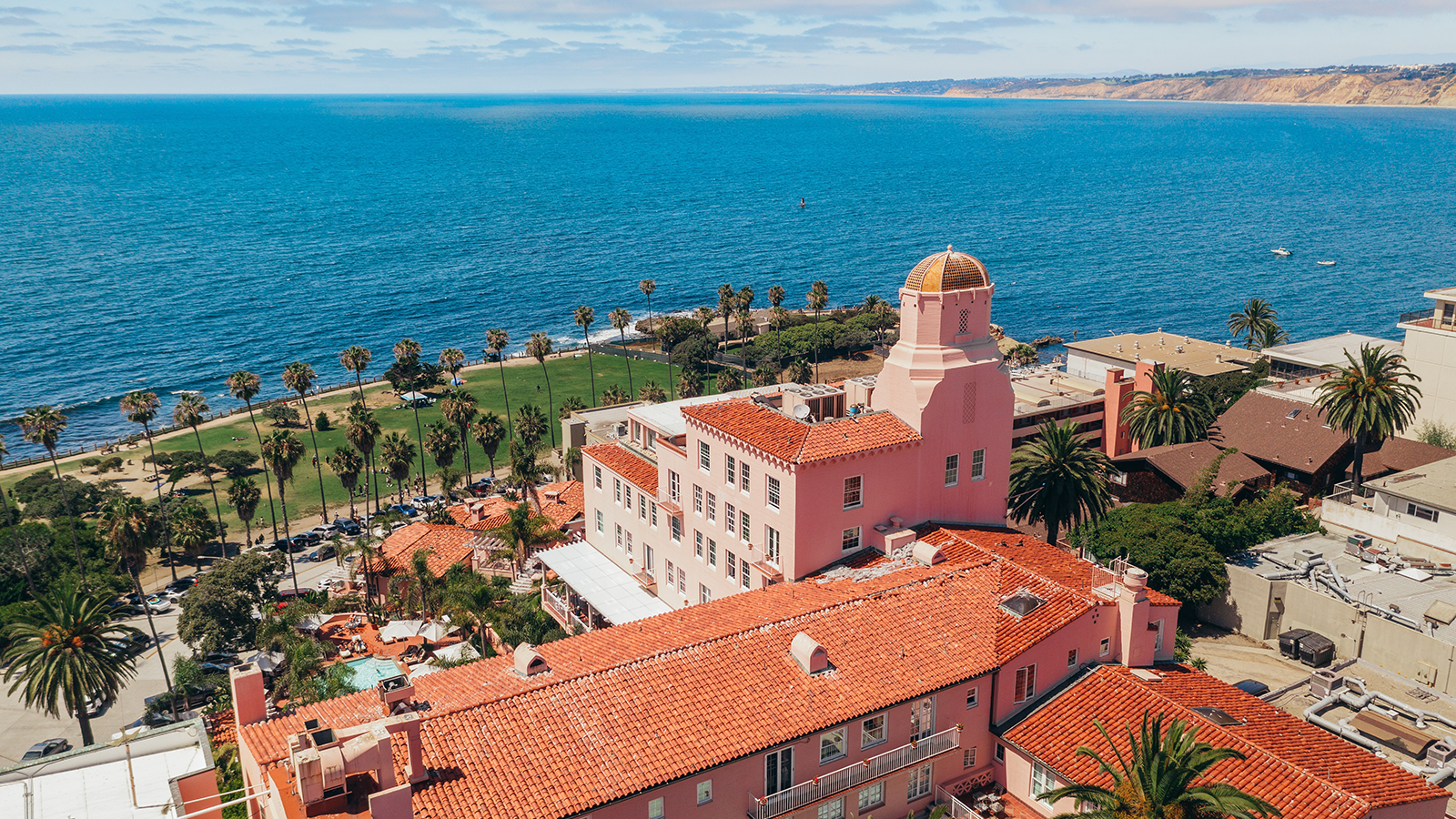 Image of Exterior at Night, La Valencia Hotel in La Jolla, Califronia, 1926, Member of Historic Hotels of America, Overview