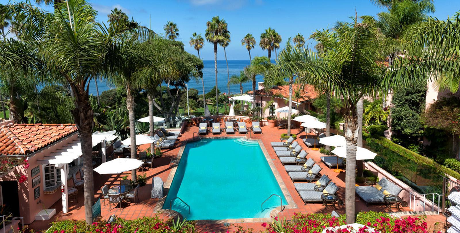 Image of Outdoor Pool, La Valencia Hotel in La Jolla, Califronia, 1926, Member of Historic Hotels of America, Hot Deals