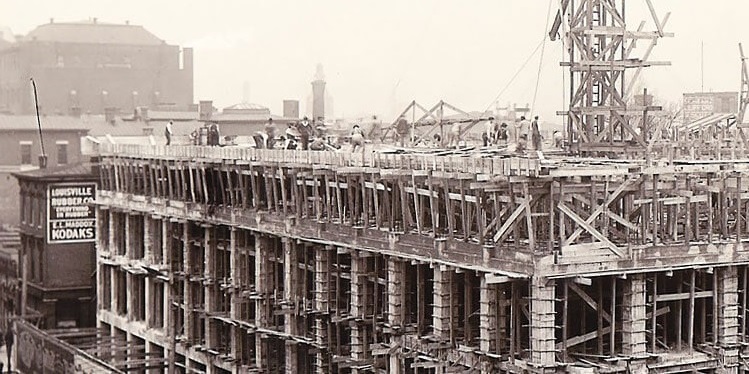 Historical Image of Construction Work in Detail, The Brown Hotel, 1923, Member of Historic Hotels of America, in Louisville, Kentucky.