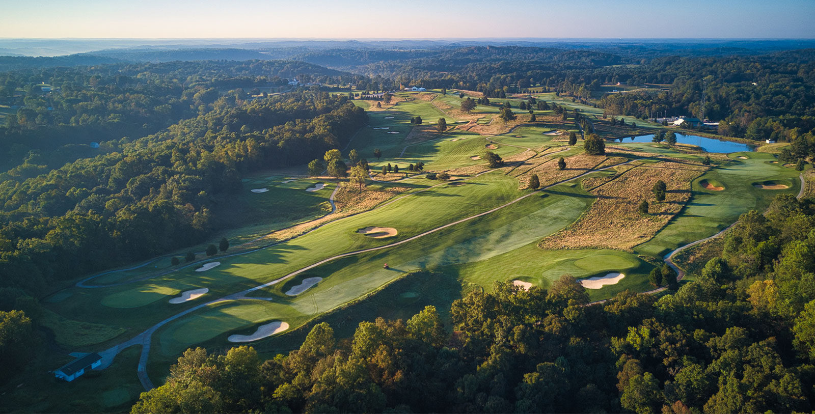 Image of The Donald Ross Course Aerial View, West Baden Springs Hotel, 1901, Member of Historic Hotels of America, in West Baden, Indiana, Golf.