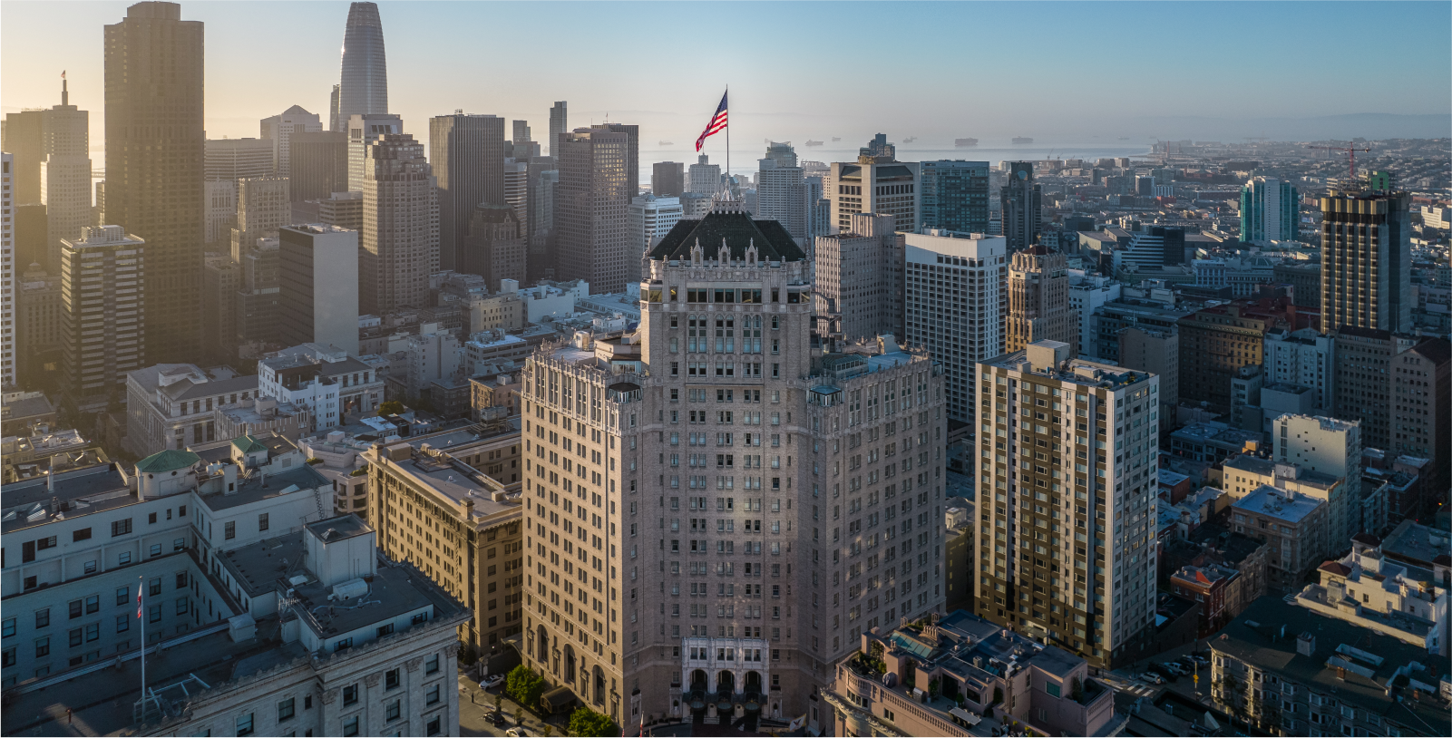 Image of Exterior at Night, InterContinental Mark Hopkins Hotel in San Francisco, California, 1926, Member of Historic Hotels of America, Special Offers, Discounted Rates, Families, Romantic Escape, Honeymoons, Anniversaries, Reunions