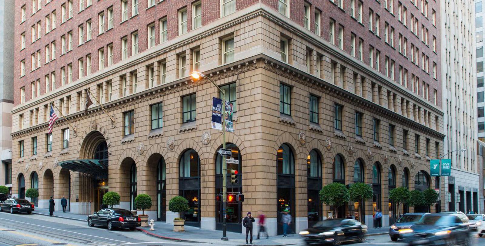 Discover the grandeur of the Omni San Francisco Hotel and its Florentine Renaissance-style architecture, which was restored to replicate the original exterior of the historic building.