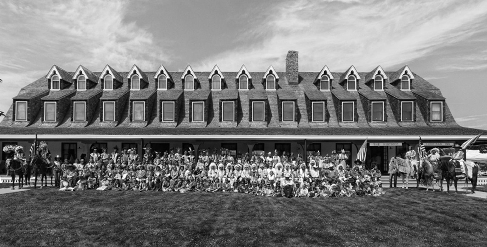 Discover the iconic porch of the Sheridan Inn.