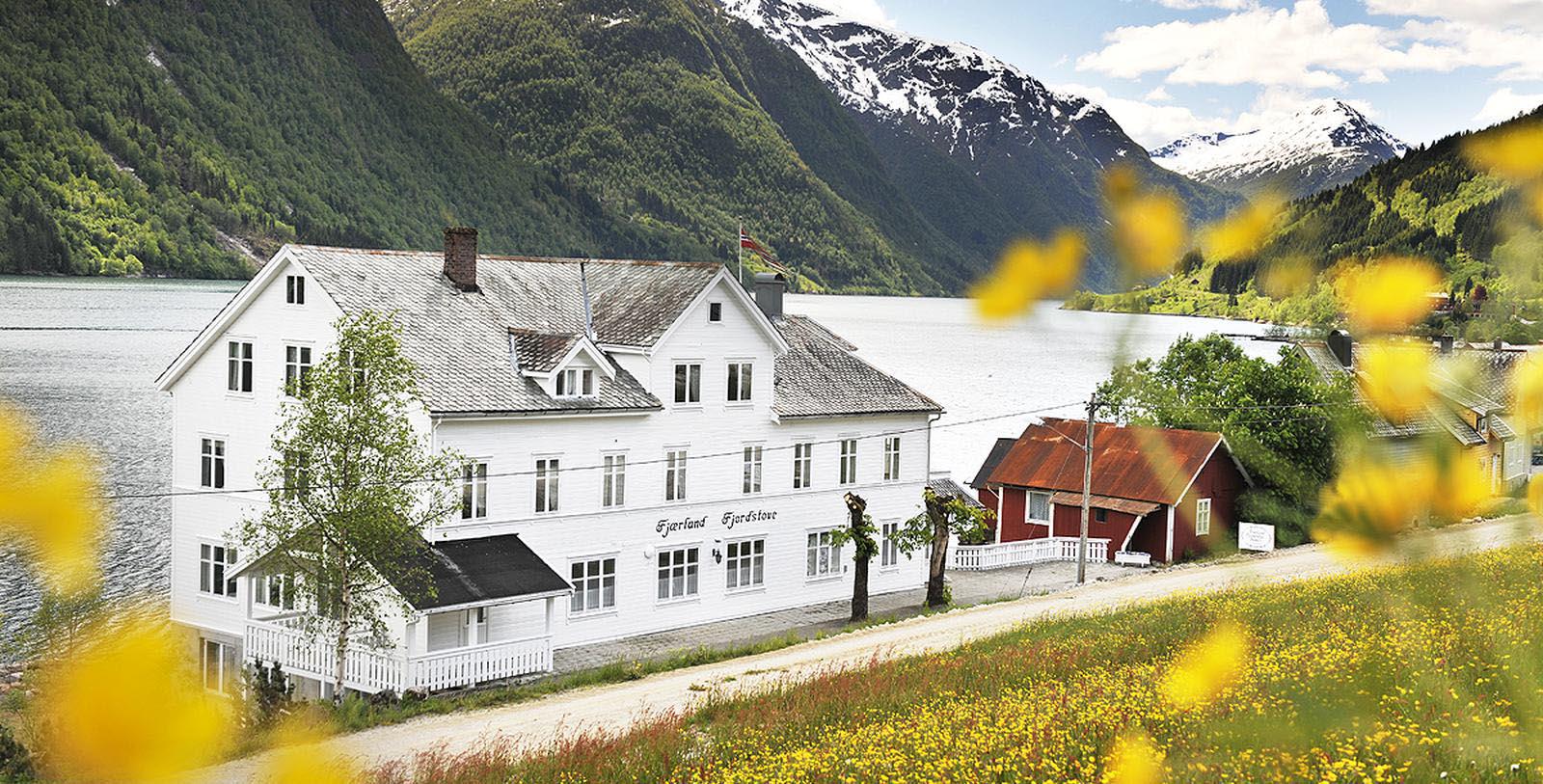 Image of Hotel Exterior Fjaerland Fjordstove Hotel & Restaurant, 1937, Member of Historic Hotels Worldwide, in Fjærland, Norway, Overview