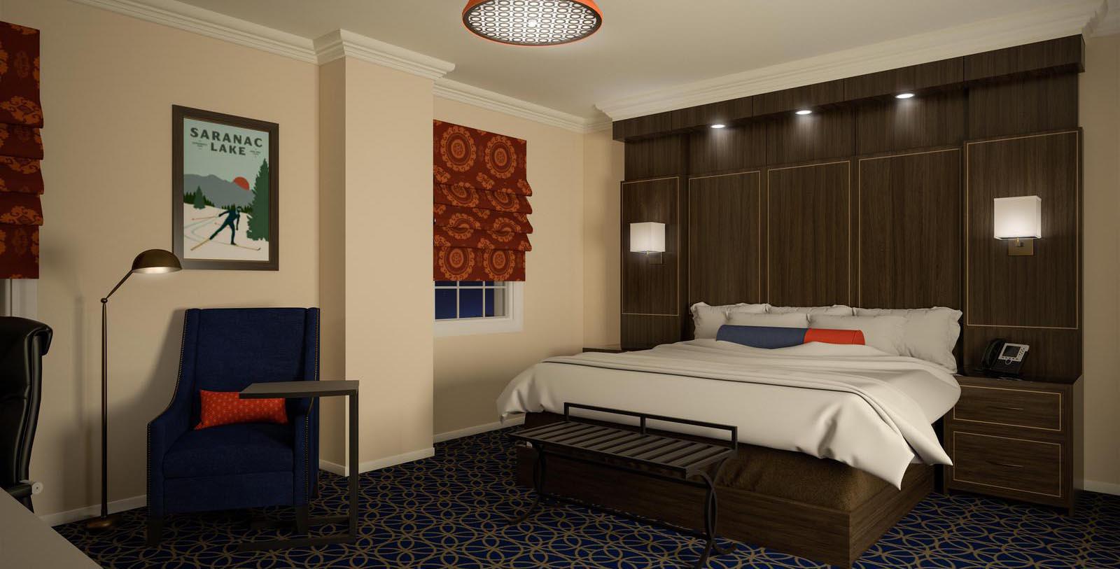 Image of Guestroom Interior, Hotel Saranac, Curio Collection by Hilton in Saranac Lake, New York, 1927, Member of Historic Hotels of America, Accommodations