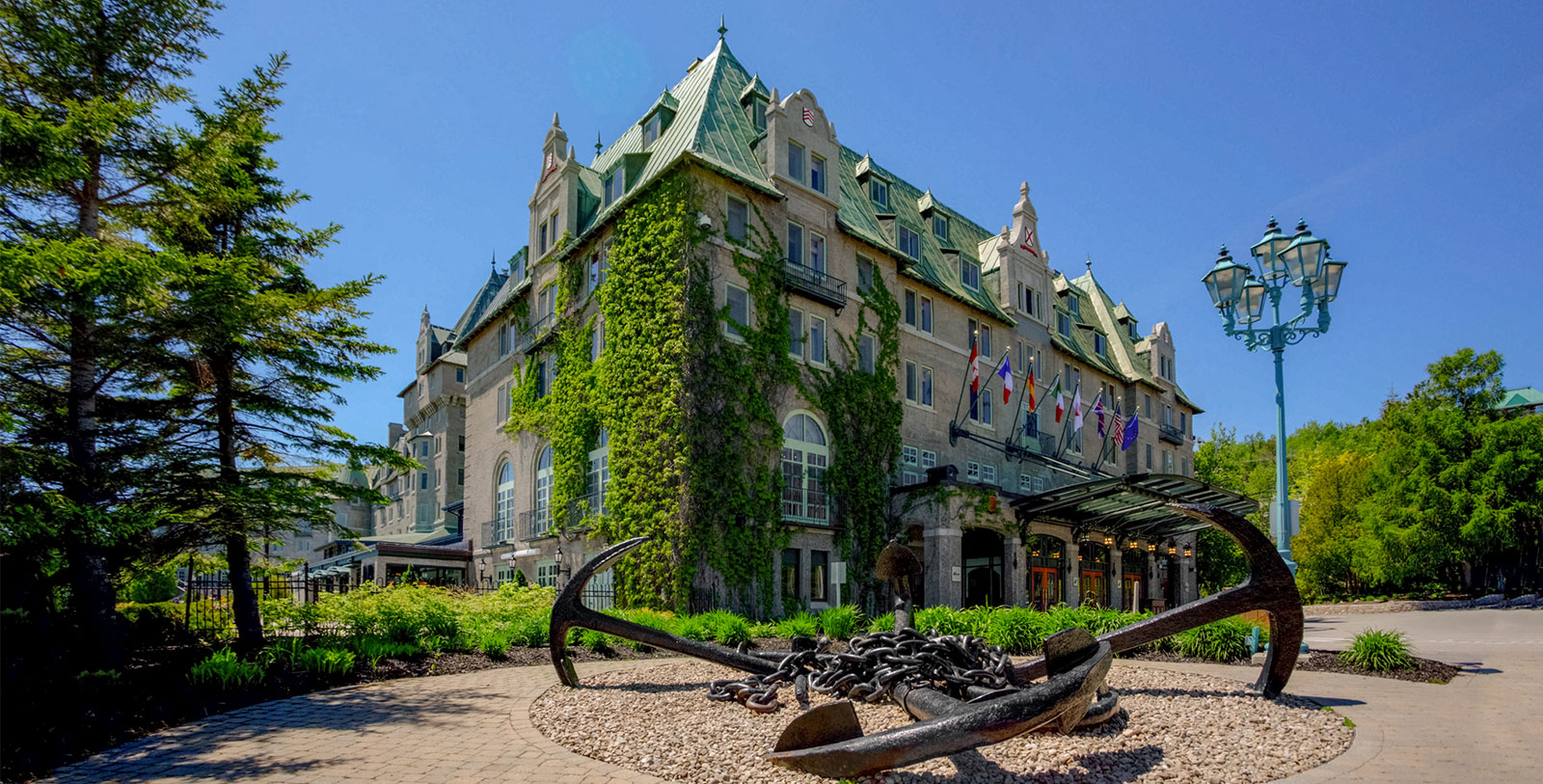 Image of Aerial Exterior View of Hotel Fairmont Le Manoir Richelieu, 1899, Member of Historic Hotels Worldwide, in Charlevoix, Quebec, Overview