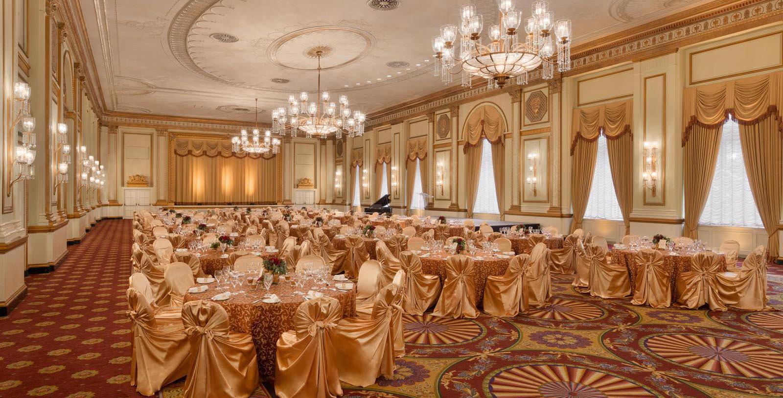Image of ballroom set up for wedding Fairmont Hotel Vancouver, 1939, Member of Historic Hotels Worldwide, in Vancouver, Canada, Weddings