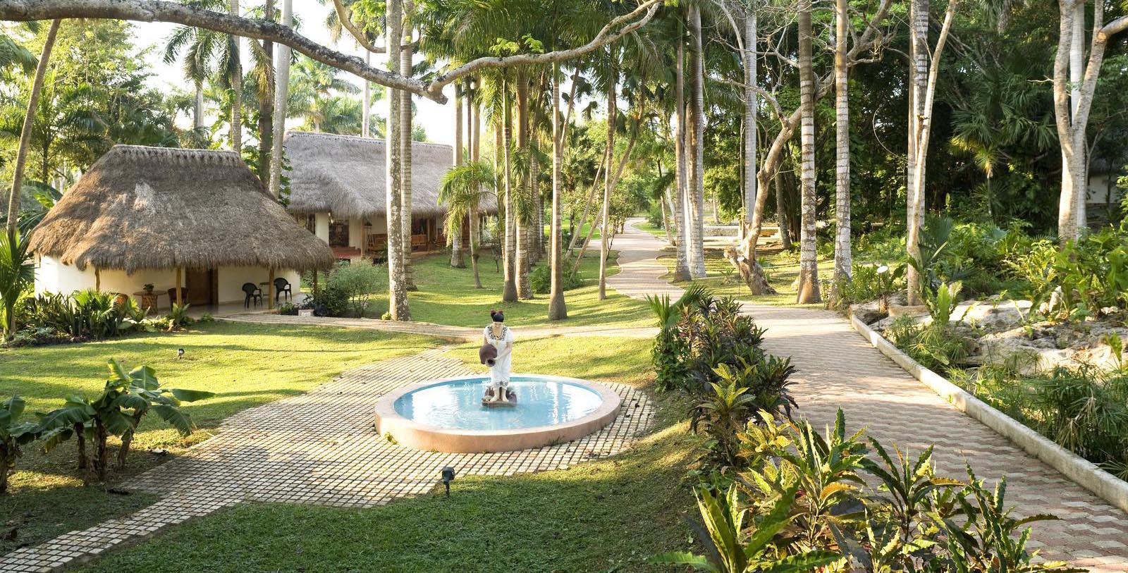 Gardens of the Mayaland Hotel & Bungalows in Yucatan, Mexico.