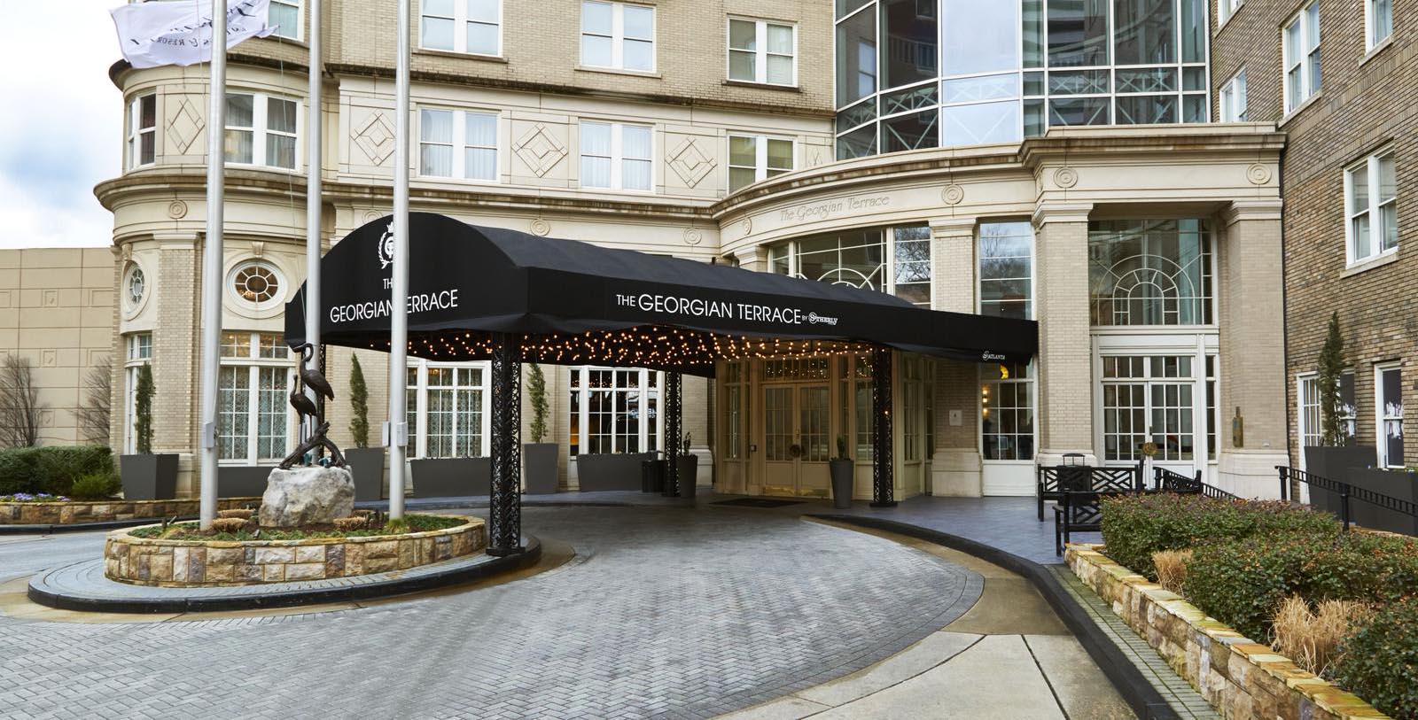 Image of exterior and entrance of The Georgian Terrace in Atlanta, Georgia.