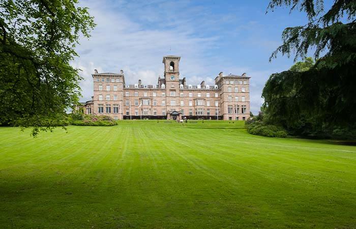 Daytime exterior of the DoubleTree by Hilton Dunblane Hydro in Scotland.